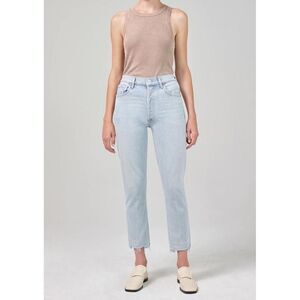 Citizens of Humanity Charlotte High Rise Cropped Straight Leg Jeans in Sunbleach